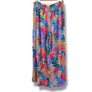 New Kona Sol Wide Leg Pants Womens XL 16‎ Multicolor Side Split Smocked Waist